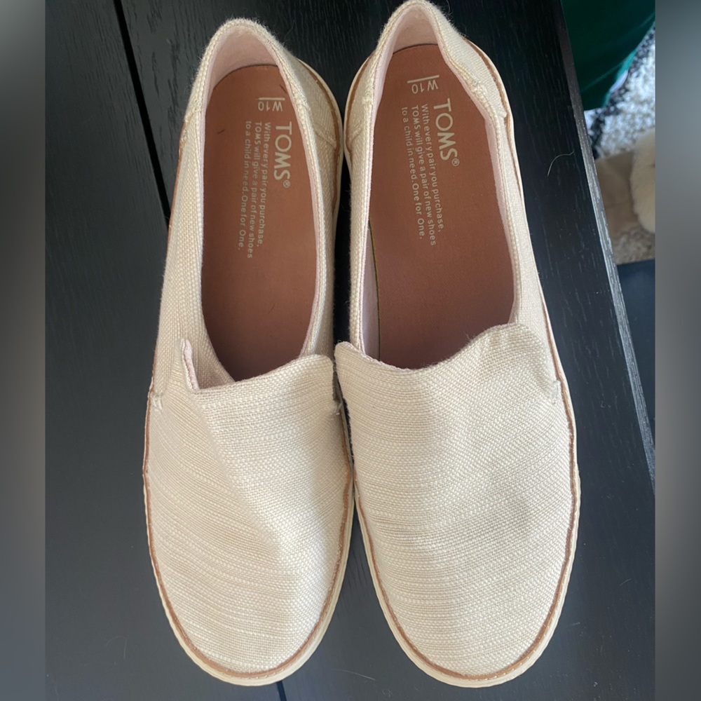 TOMS Beige Canvas Slip-Ons